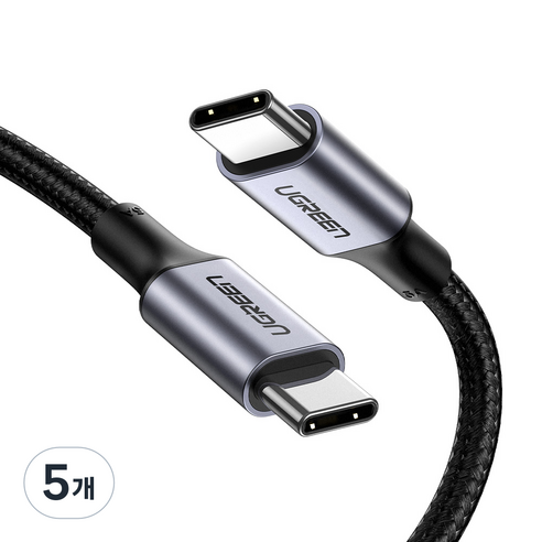 유그린 100W PD 지원 직조 C to C타입 고속충전케이블, 1m, 혼합색상, 5개