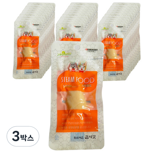스팀푸드 애완동물 간식 30p 통살/소시지, 부드러운 참치맛, 20g, 3박스