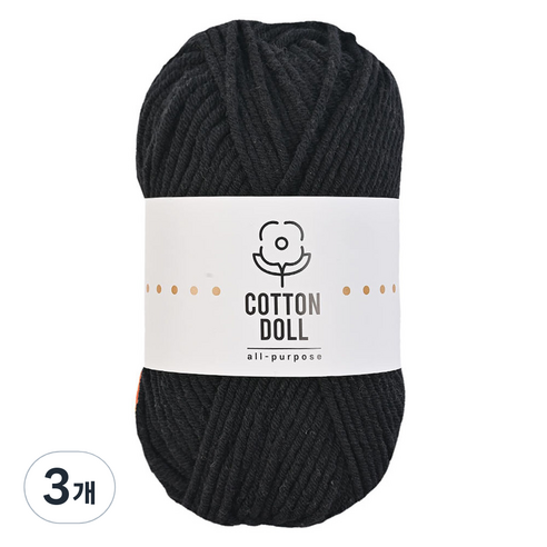니뜨 코튼돌 뜨개실 50g, 3개, 23 블랙