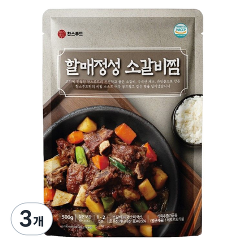 찬스푸드 할매정성 소갈비찜, 3개, 500g
