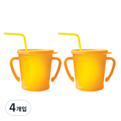 아가프라 매직빨대컵 300ml, 4개입, 오렌지