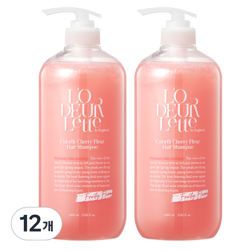 로더렛 컬러 핏 체리 플뢰르 헤어 샴푸 프루티 플로럴 향, 1000ml, 12개