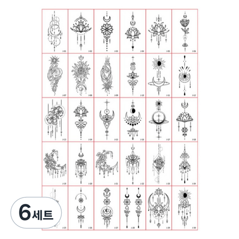 포커머스 헤나 타투 스티커 미니 30종 세트, 6세트, J타입