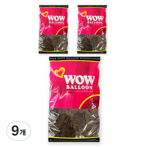 와우벌룬 풍선 13cm 100p, 커피색, 9개