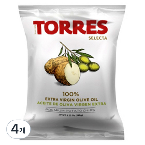 토레스 셀렉타 엑스트라버진 올리브오일 감자칩, 125g, 4개