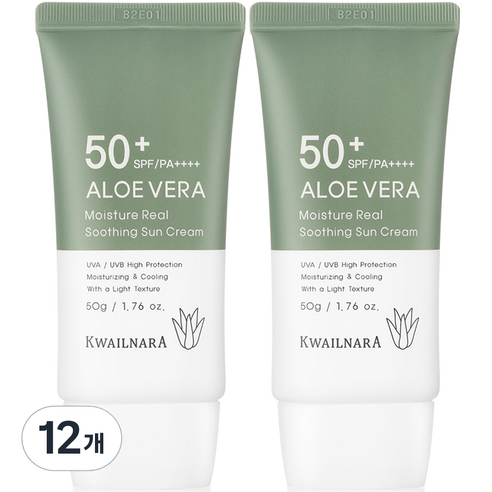 알로에베라 모이스처 선크림 SPF50+ PA++++, 50g, 12개