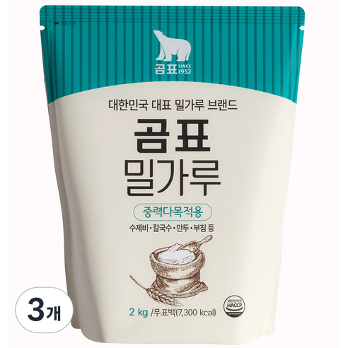 곰표 밀가루 중력다목적용, 2kg, 3개
