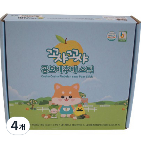 꼬샤꼬샤 곰보배추배 스틱 15p, 300g, 4개