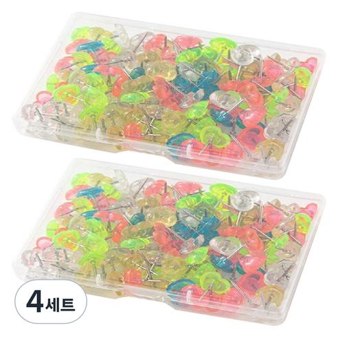 문구담 귀여운 하트모양 압정 50p 세트 투명컬러, 4세트