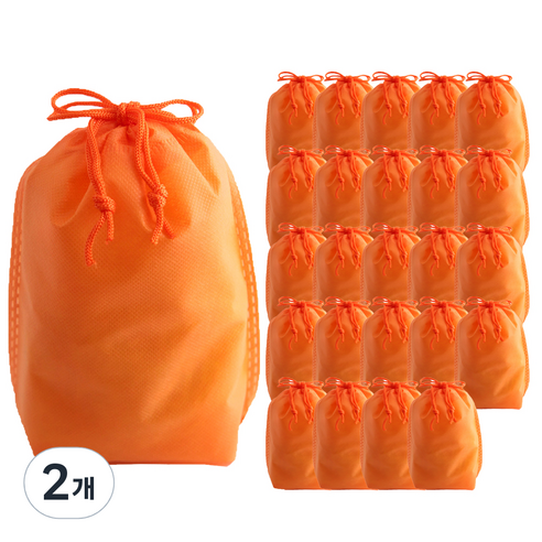 부직포 복주머니 더스트백 16 x 25 cm 25p, 오렌지, 2개