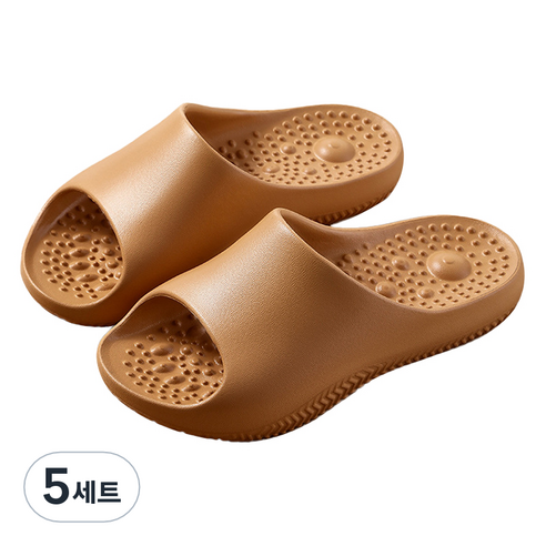 언헤브 스타일리쉬 지압 슬리퍼 세트 270, 02 브라운, 5세트