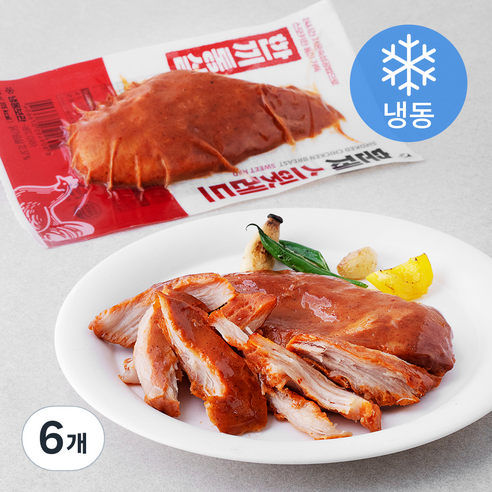 한끼통살 훈제 스윗레드 닭가슴살 (냉동), 100g, 6개