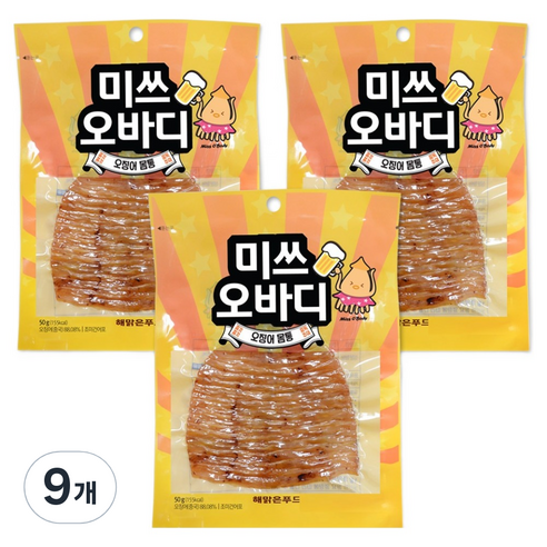 해맑은푸드 미쓰오바디 오징어, 9개, 50g