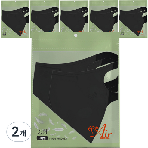 이비에 에어 귀편한 얼큰이 새부리형 마스크 중형, 30개입, 2개, 블랙