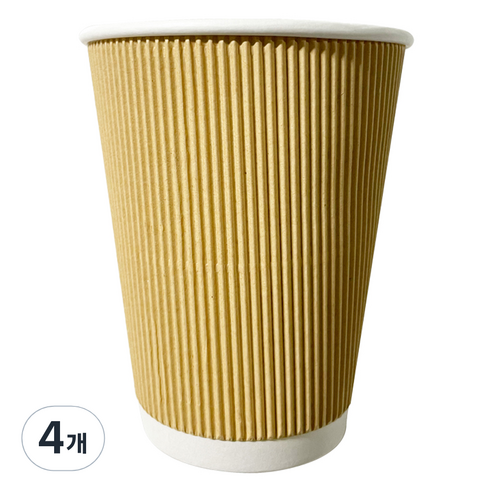 대한 3중 웨이브 크라프트 종이컵 340ml, 50개입, 4개