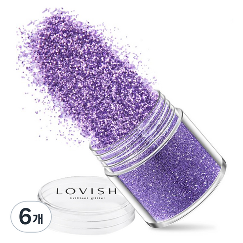 러비쉬 프리미엄 네일 글리터 10g, LVS-038 라벤더, 6개