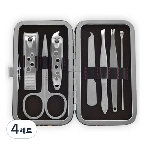 피피홈리빙 스테인레스 손톱깍이 케어 귀이개 세트 C타입, 4세트, 혼합색상