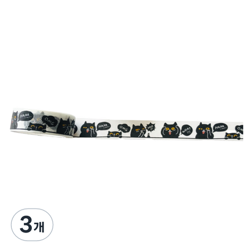 특별한상점 DIY 다이어리꾸미기 테이프스티커 15mm x 5m, 검은 고양이, 3개