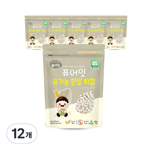퓨어잇 유기농 흰쌀 튀밥 50g, 12개