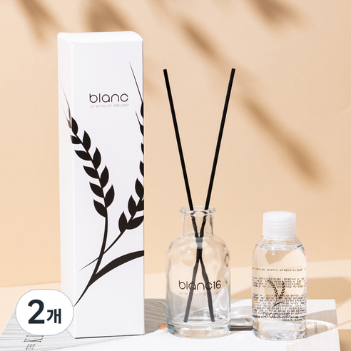 블랑16 내츄럴 베이스 고급 디퓨저 120ml + 섬유스틱 7p, 사케(복숭아), 2개