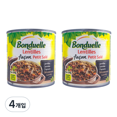 봉듀엘 렌틸콩통조림, 400g, 4개입