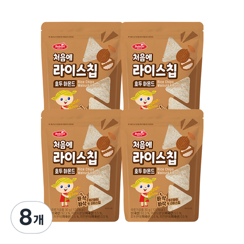 베베스트 처음에 바삭바삭 라이스칩 30g, 호두아몬드, 8개