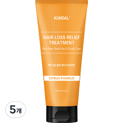 쿤달 맥주효모 탈모트리트먼트 시트러스포멜로향, 200ml, 5개