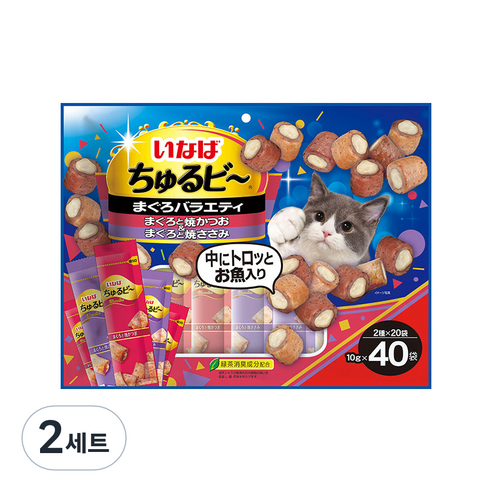 이나바 츄르비 참치 버라이어티 고양이 간식, 참치 버라이어티 (QSC-284), 400g, 2세트