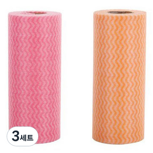 롤타입 간편 수세미 2종 세트, 3세트, 레드, 오렌지