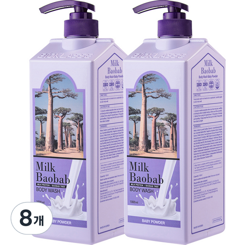 밀크바오밥 바디워시 베이비파우더향, 1000ml, 8개