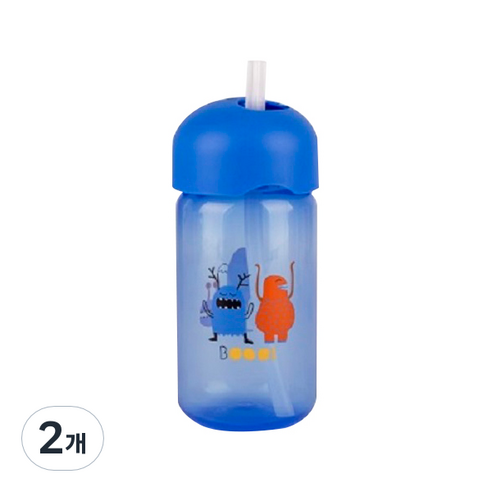 스와비넥스 부우 몬스터 빨대컵 340ml, 블루, 2개