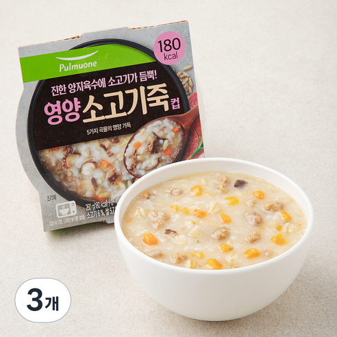 풀무원 영양 소고기죽 컵, 260g, 3개
