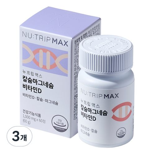 뉴트립 칼슘마그네슘 비타민D 1000 mg, 60정, 3개