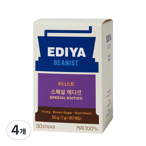 이디야 비니스트 스페셜 에디션 원두커피믹스, 1g, 30개입, 4개