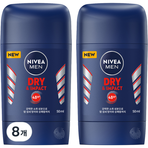 니베아 맨 데오드란트 스틱 드라이 앤 임팩트, 50ml, 8개