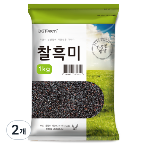 대구농산 건강한밥상 국산 찰흑미, 1kg, 2개