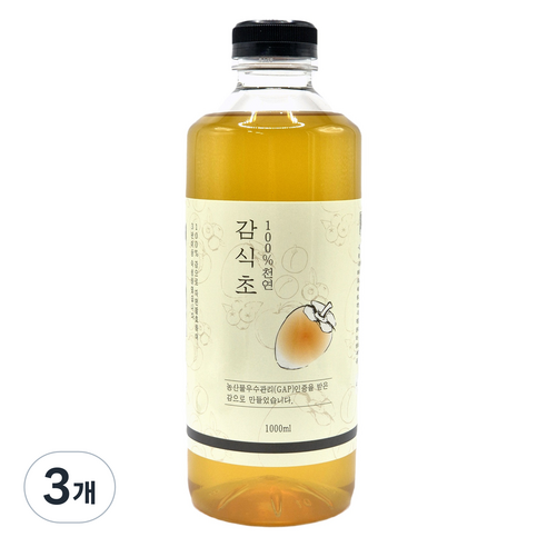 하동감사농원 3년 자연 숙성 천연발효 감식초, 3개, 1L