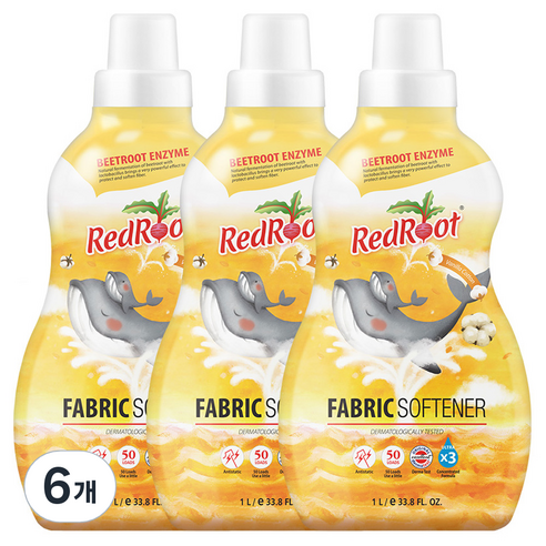 레드루트 유아용 섬유유연제 바닐라코튼향, 6개, 1L