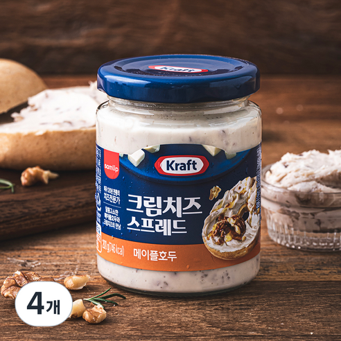 크래프트 크림치즈 스프레드 메이플호두, 200g, 4개