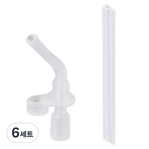 푸고 음용구 + 파이프 빨대 세트 TKFE-350 / TKFG-380, 투명, 6세트, 350ml