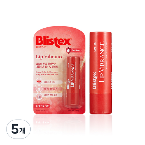 블리스텍스 립 바이브런스 립밤, 로즈레드, 3.69g, 5개