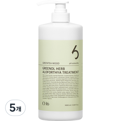 CH6 그리놀 허브 알로포시아 탈모 기능성 트리트먼트 그린티우드향, 1000ml, 5개