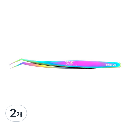 비투스 속눈썹 핀셋 MCS 시리즈 VETUS MCS-20, 레인보우코팅, 2개