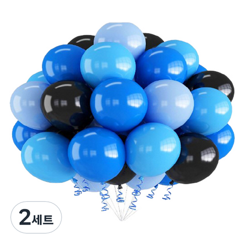 만들하비 컨페티 풍선 30p 세트, 블루블랙(랜덤발송), 2세트