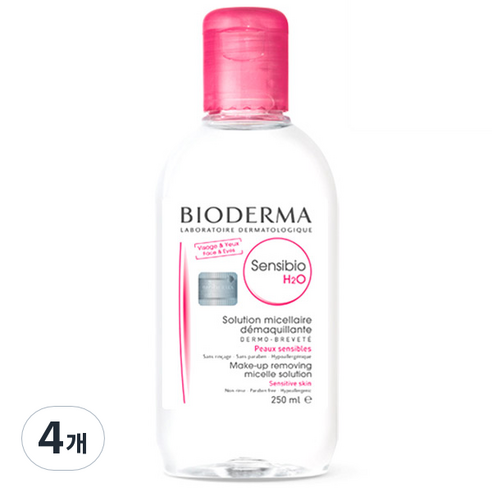 바이오더마 센시비오 H2O 클렌징 워터, 250ml, 4개