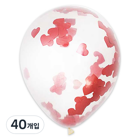 파티팡 컨페티 풍선 30cm, 레드하트, 40개입