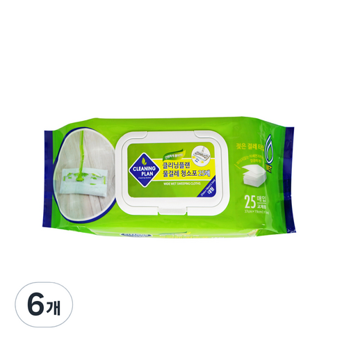 클리닝플랜 대형 물걸레 청소포 25매, 6개