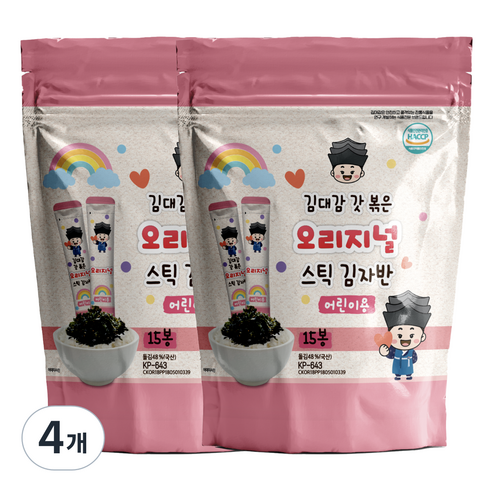 김대감 오리지널 스틱 김자반 어린이용 15p, 150g, 4개