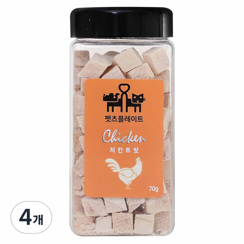 펫츠플레이트 반려동물 동결건조간식 트릿, 치킨맛, 70g, 4개