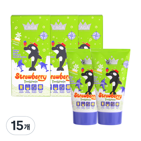 카가 저불소 어린이 치약 딸기, 50ml, 15개